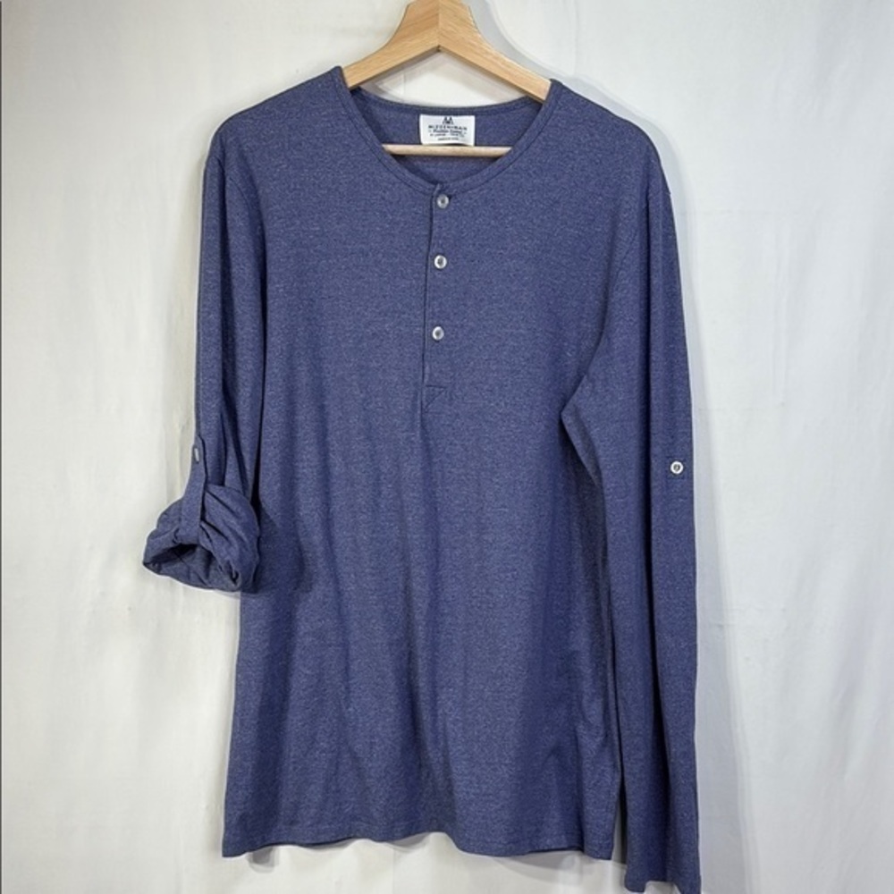 🍋 Mizzen+Main Blue Long Sleeve Henley Tee